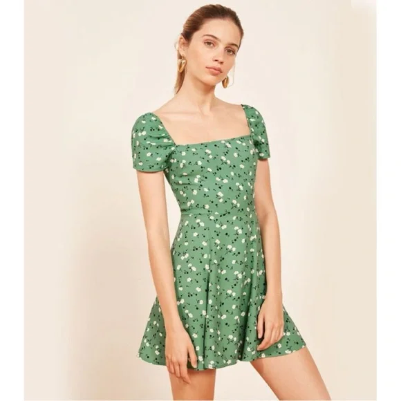 Reformation | Dresses | Reformation Telluride Green Floral Dress | Poshmark